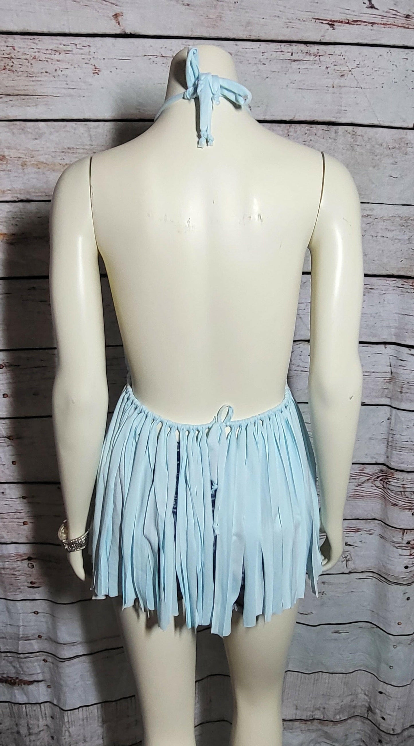 Light blue cotton beach festival macramé tunic top