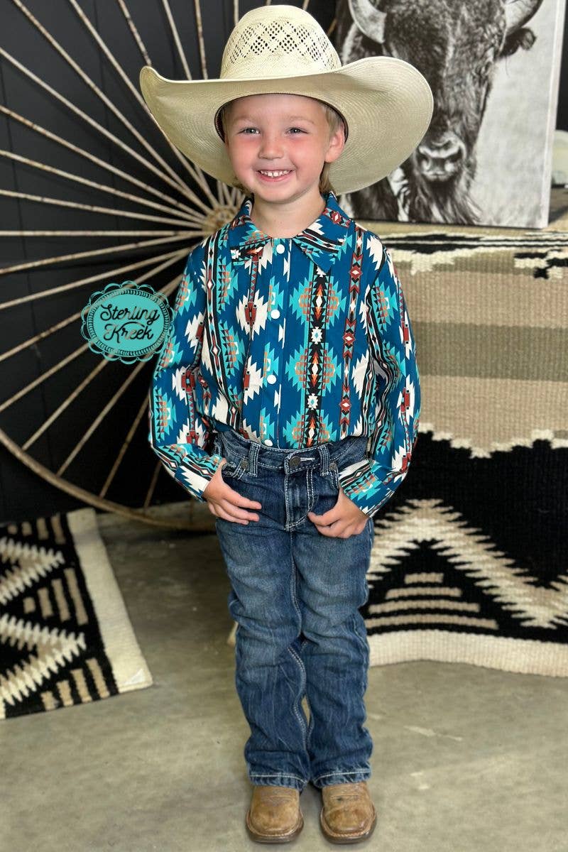Blue Aztec Huckleberry Trail Top Kids