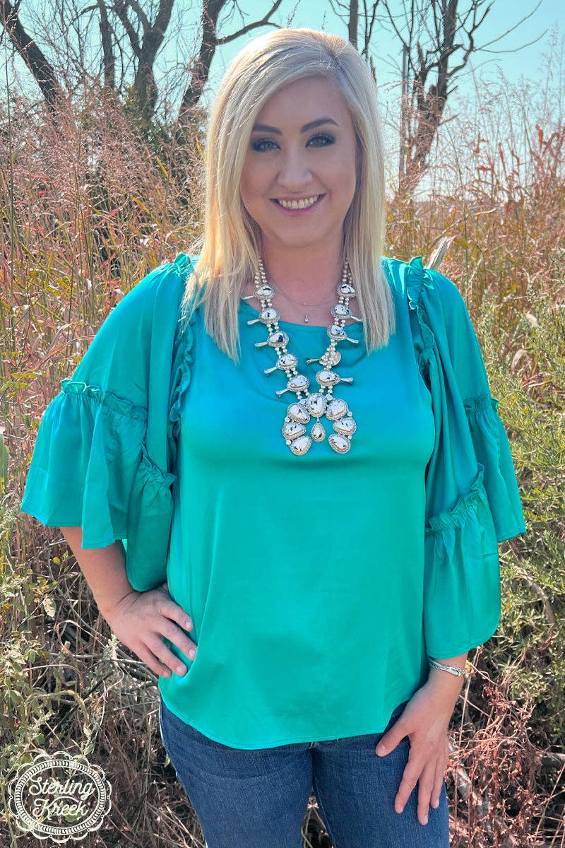 Into the Night Satin Top Teal