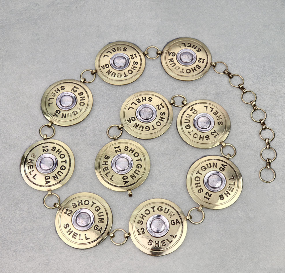 Gold and silver Shotgun shell link chain belt