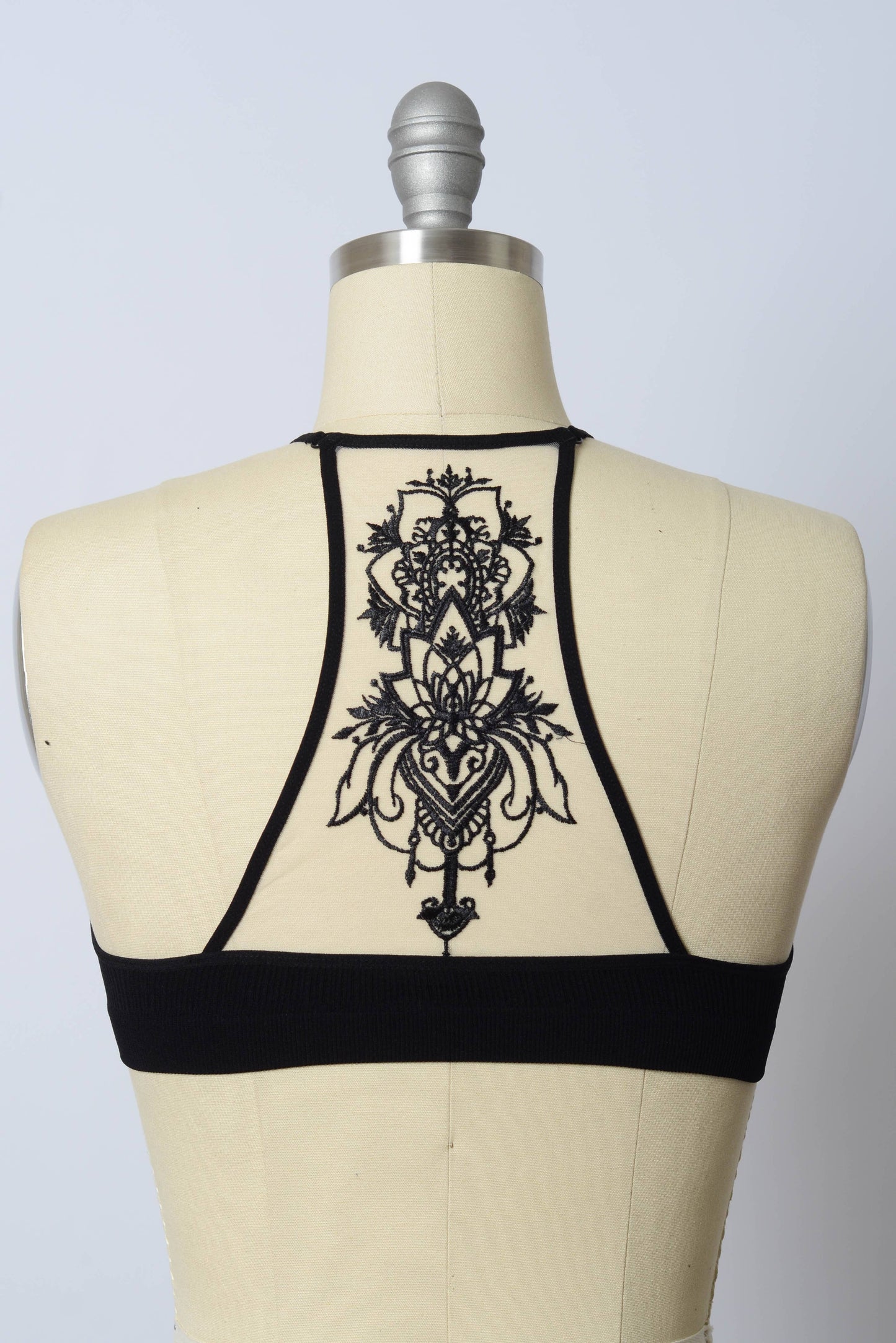 Black Tattoo Mesh Racerback Bralette