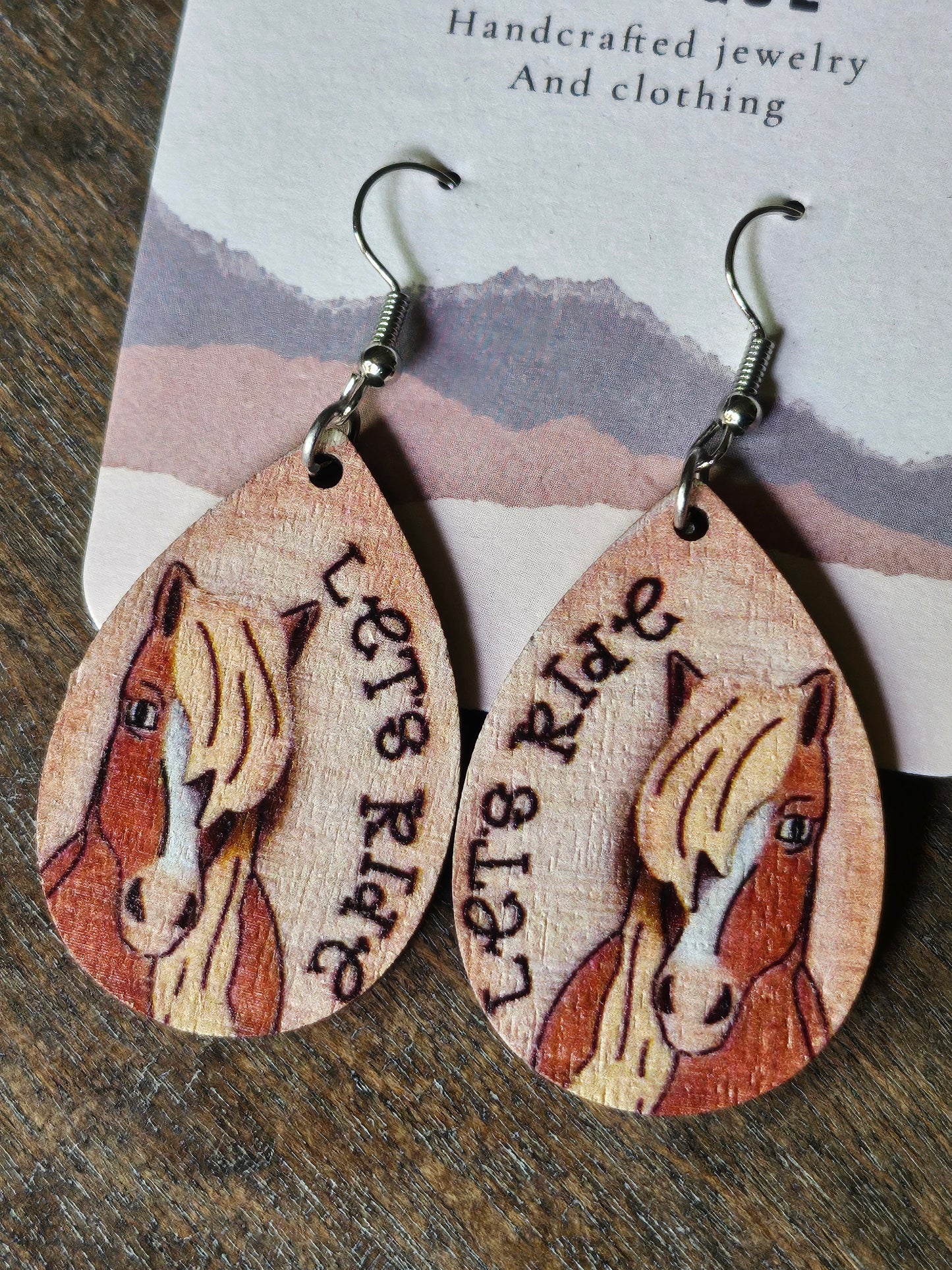 Western teardrop horse earrings