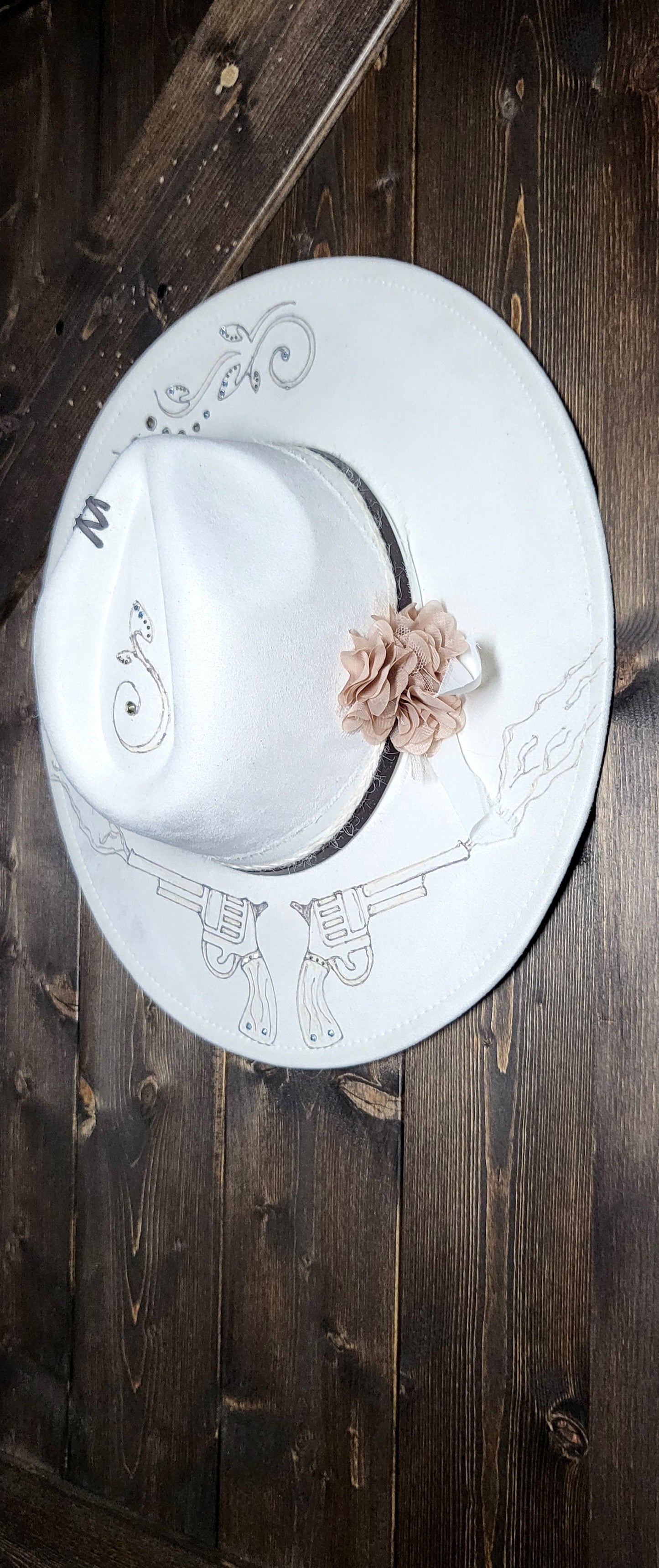 Fedora-Style Cowboy Hat Hand Burned With Guns