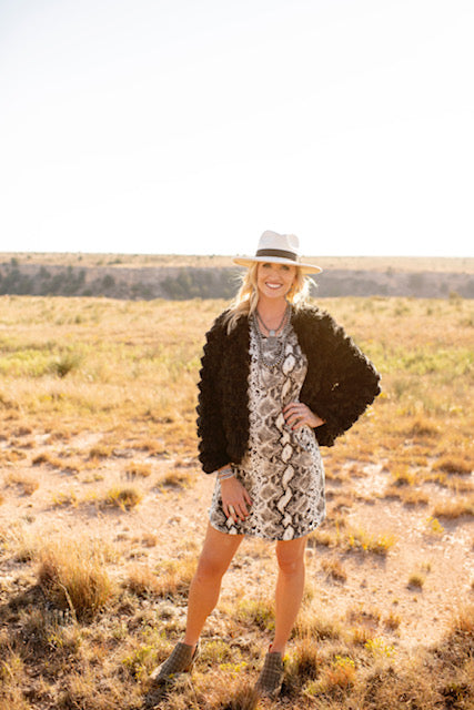 Snakeskin Print Short-Sleeve Dress