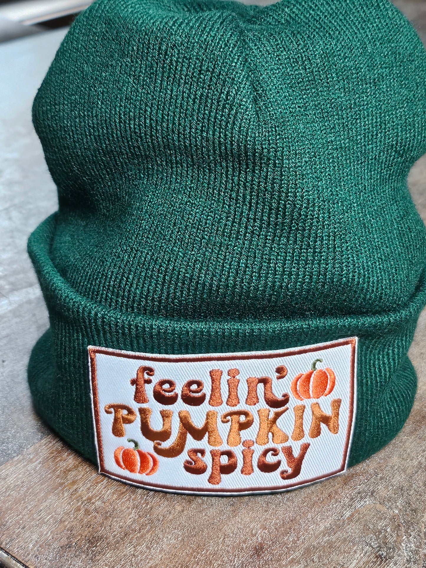 Beanie with embroidered patch