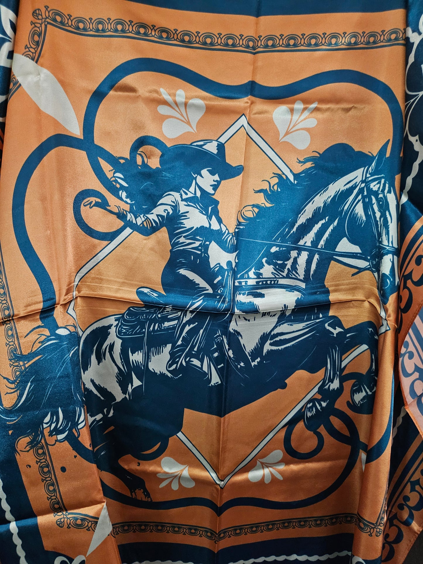Mustard Jade Cowgirl Horse Printed Wild Rag Scarf
