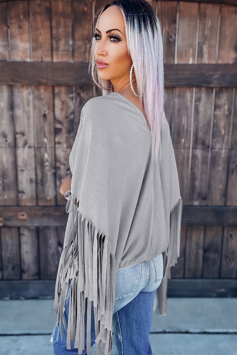 Grey Fringe Women's Top