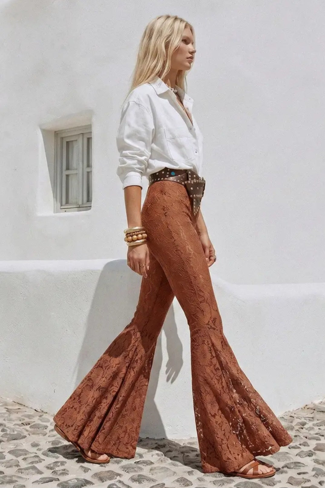 Boho Lace Bell Pants With Lining