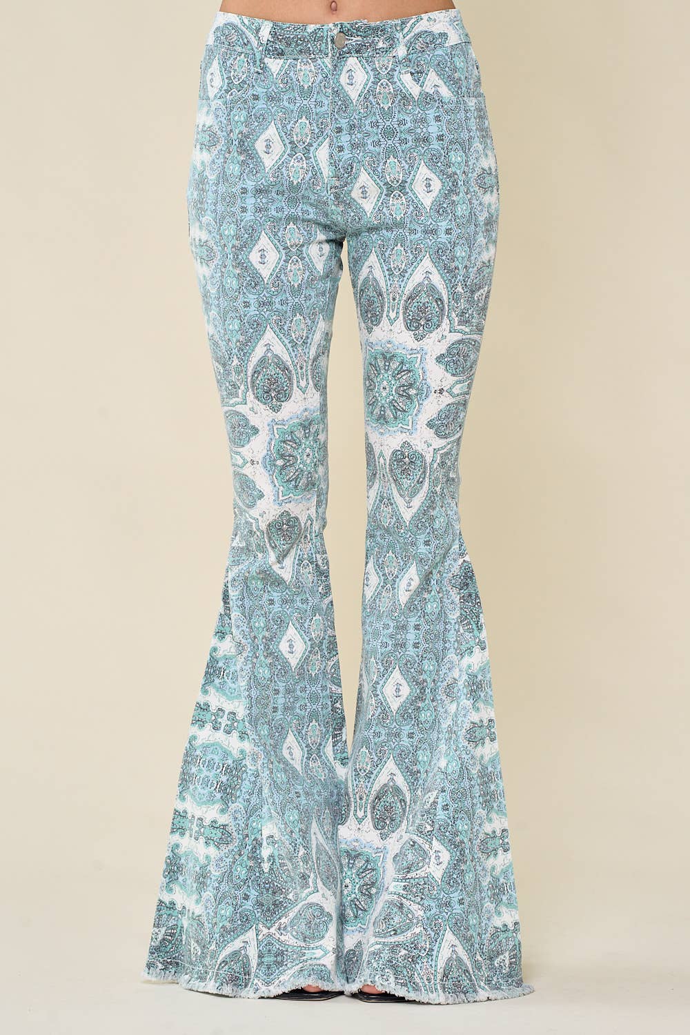 Western Paisley Print Flare Jeans