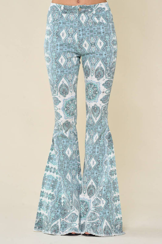 WESTERN PAISLEY PRINT FLARE JEANS