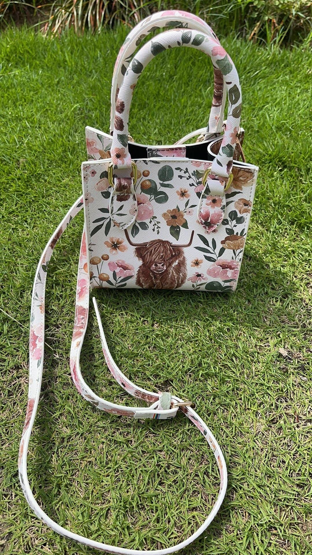 Pink floral girls' western crossbody purse
