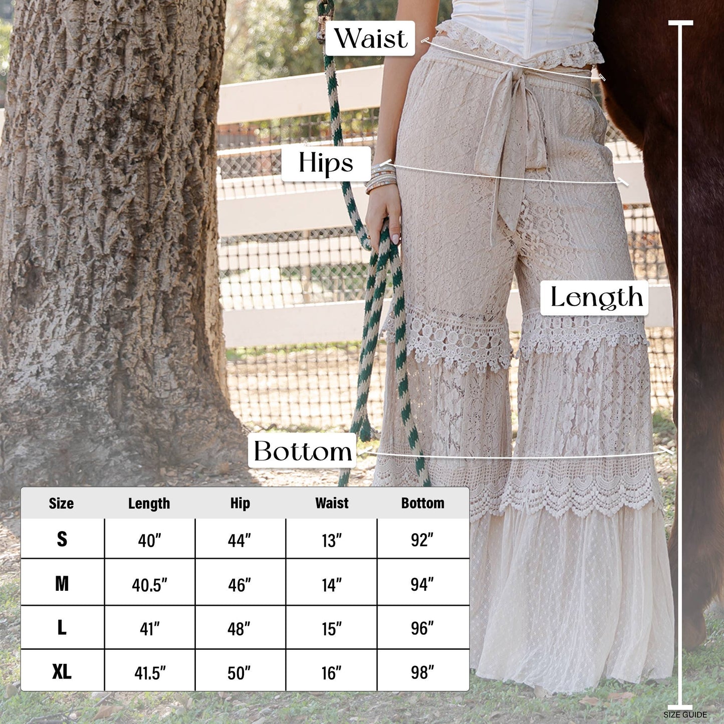Desert Dream Cloud Wide Leg Bohemian Lace Trimed Pants