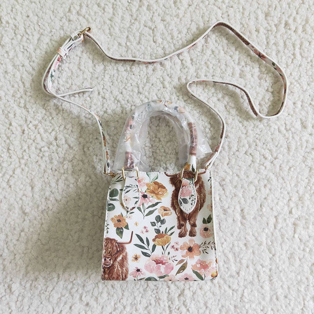 Pink floral girls' western crossbody purse