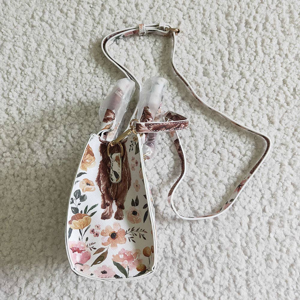 Pink floral girls' western crossbody purse