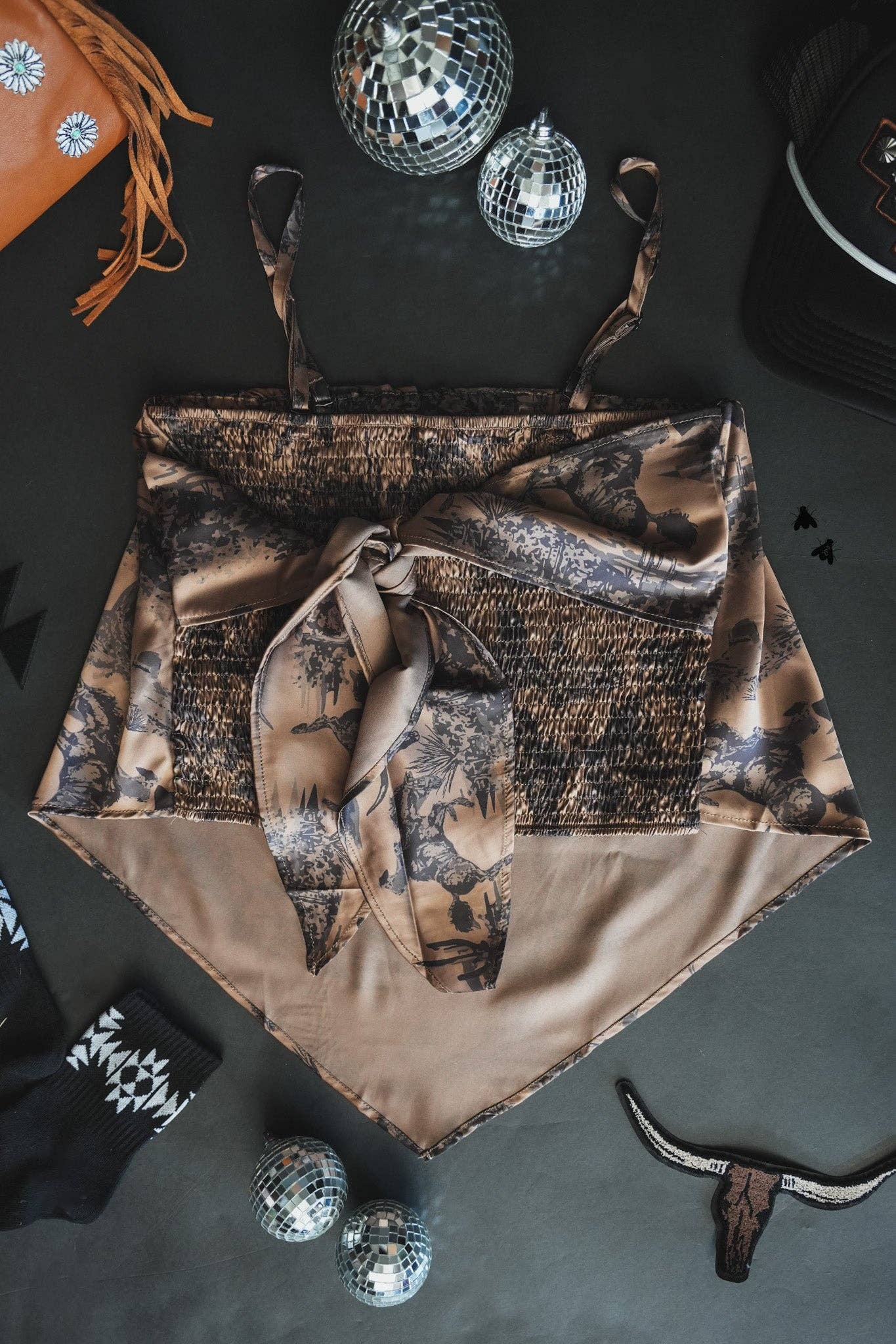 Bandana Bucking Horse Satin Tank Top