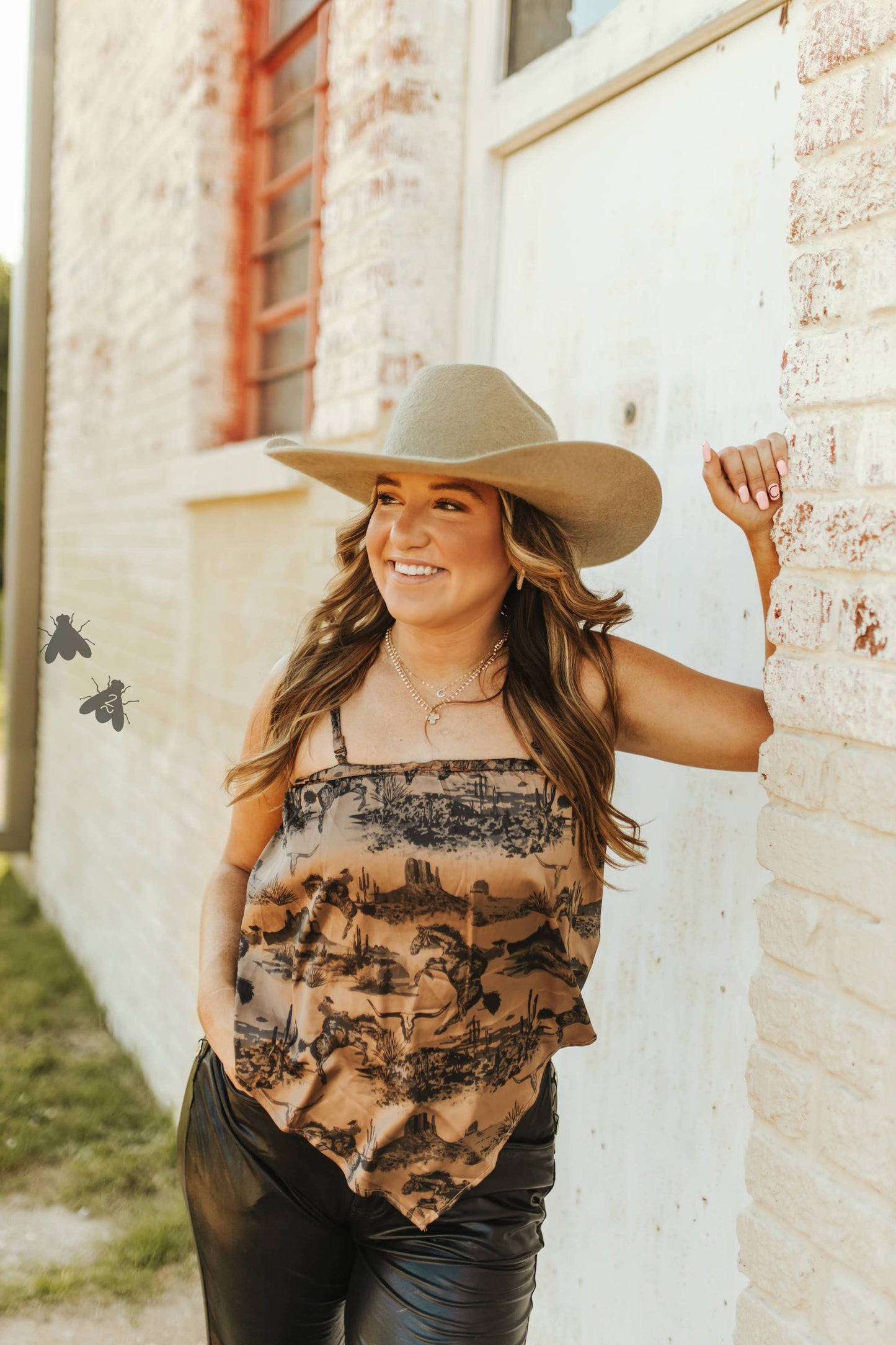 Bandana Bucking Horse Satin Tank Top