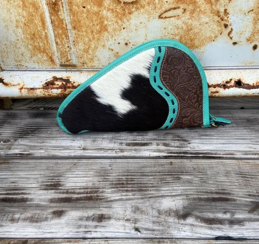 11” cowhide case and Tooled Leather