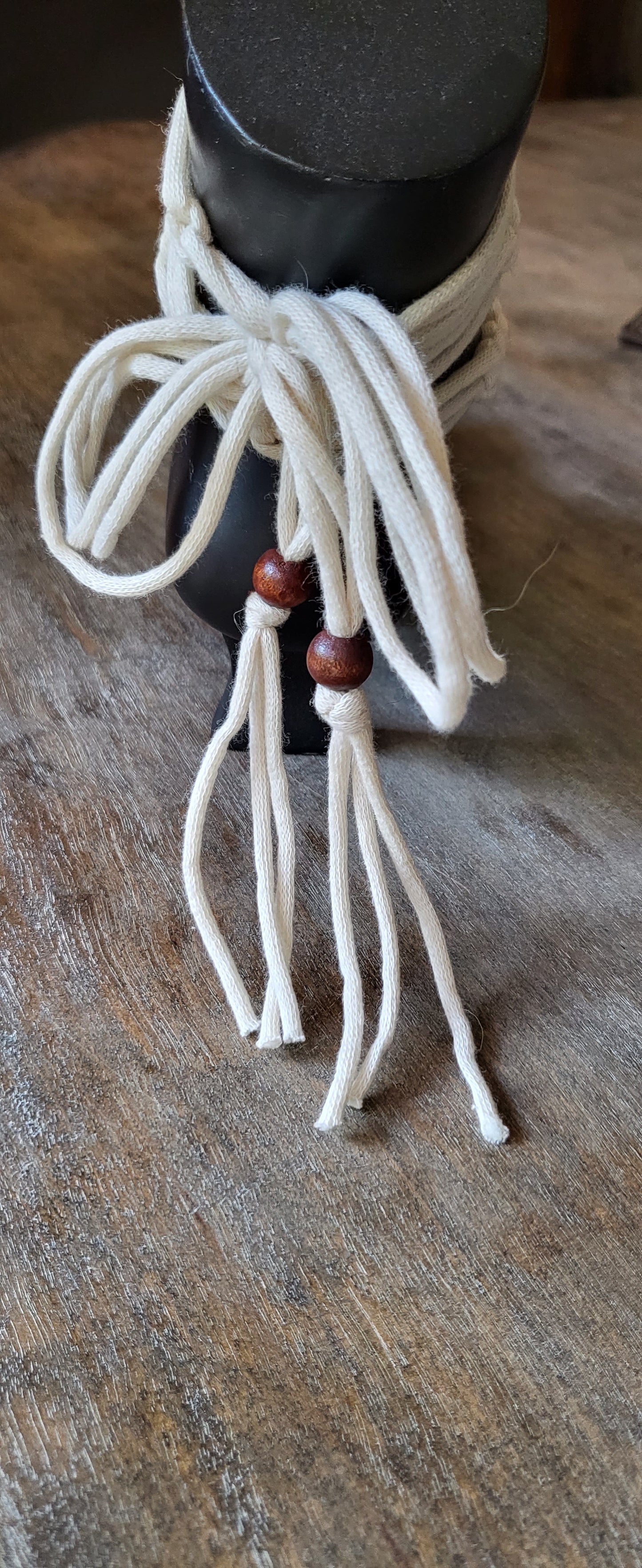 Natural white macramé beach festival dress with matching Barefoot sandals and wooden beads fully adjustable