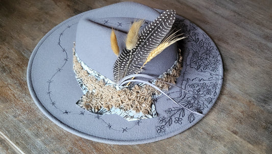 "Stormy" burned felt fedora cowboy hat