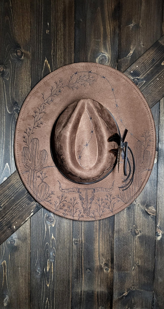 "Miranda" our desert sun scape suede fedora cowboy hat