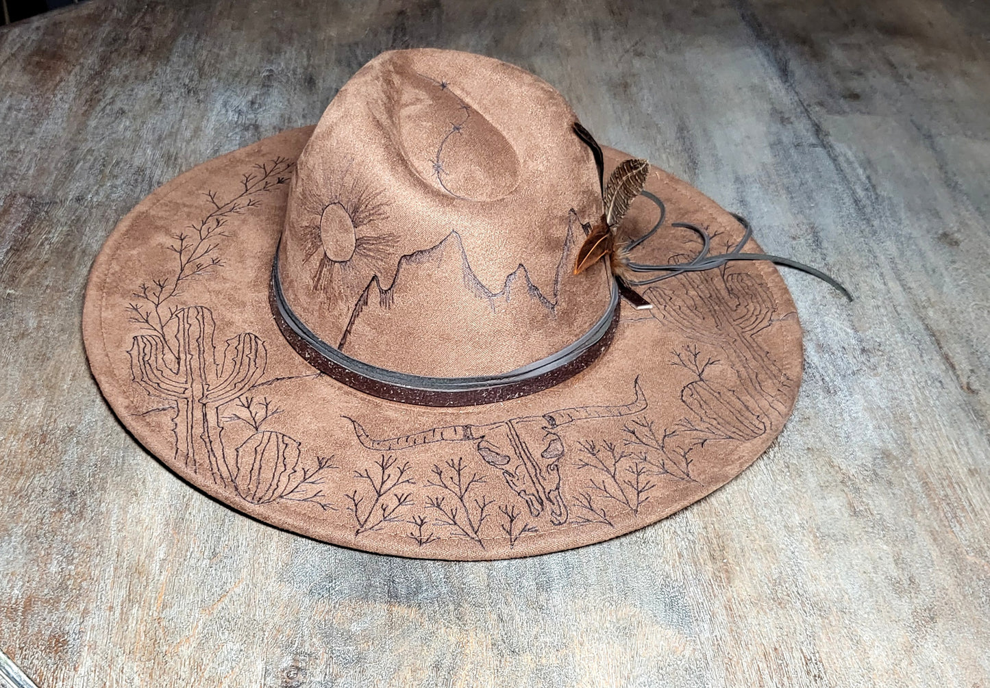 "Miranda" our desert sun scape suede fedora cowboy hat