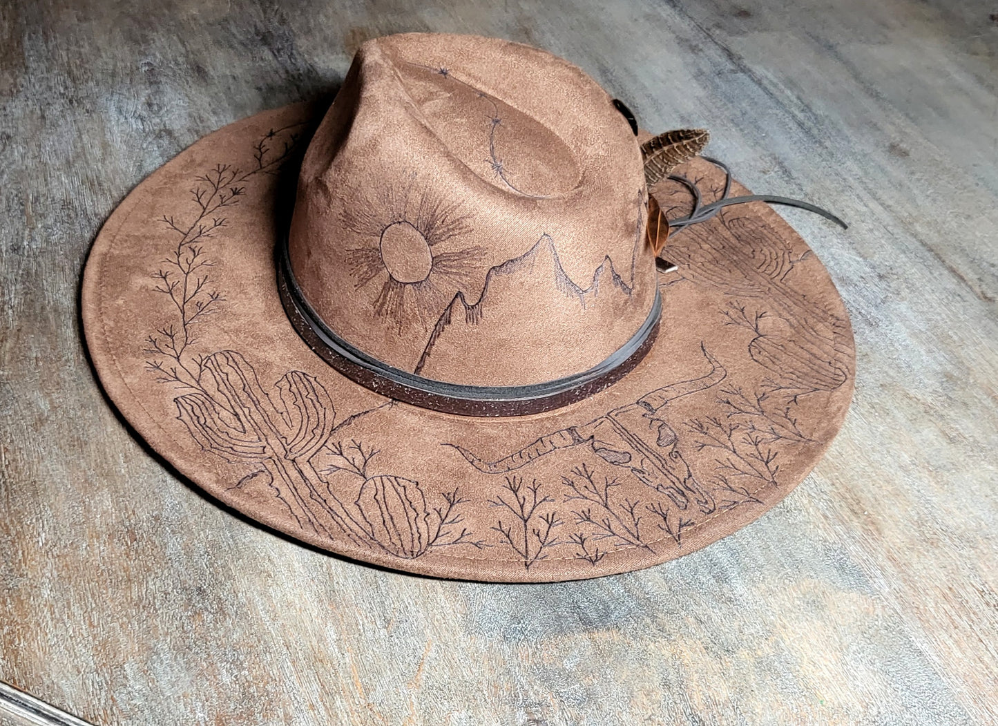 "Miranda" our desert sun scape suede fedora cowboy hat