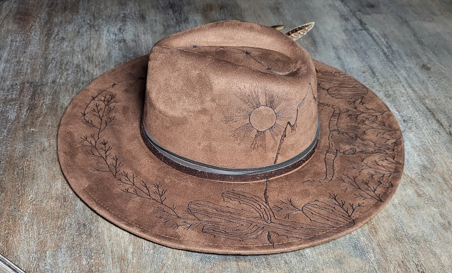 "Miranda" our desert sun scape suede fedora cowboy hat