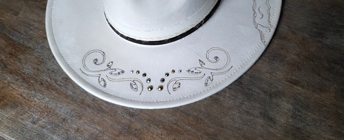Fedora-Style Cowboy Hat Hand Burned With Guns
