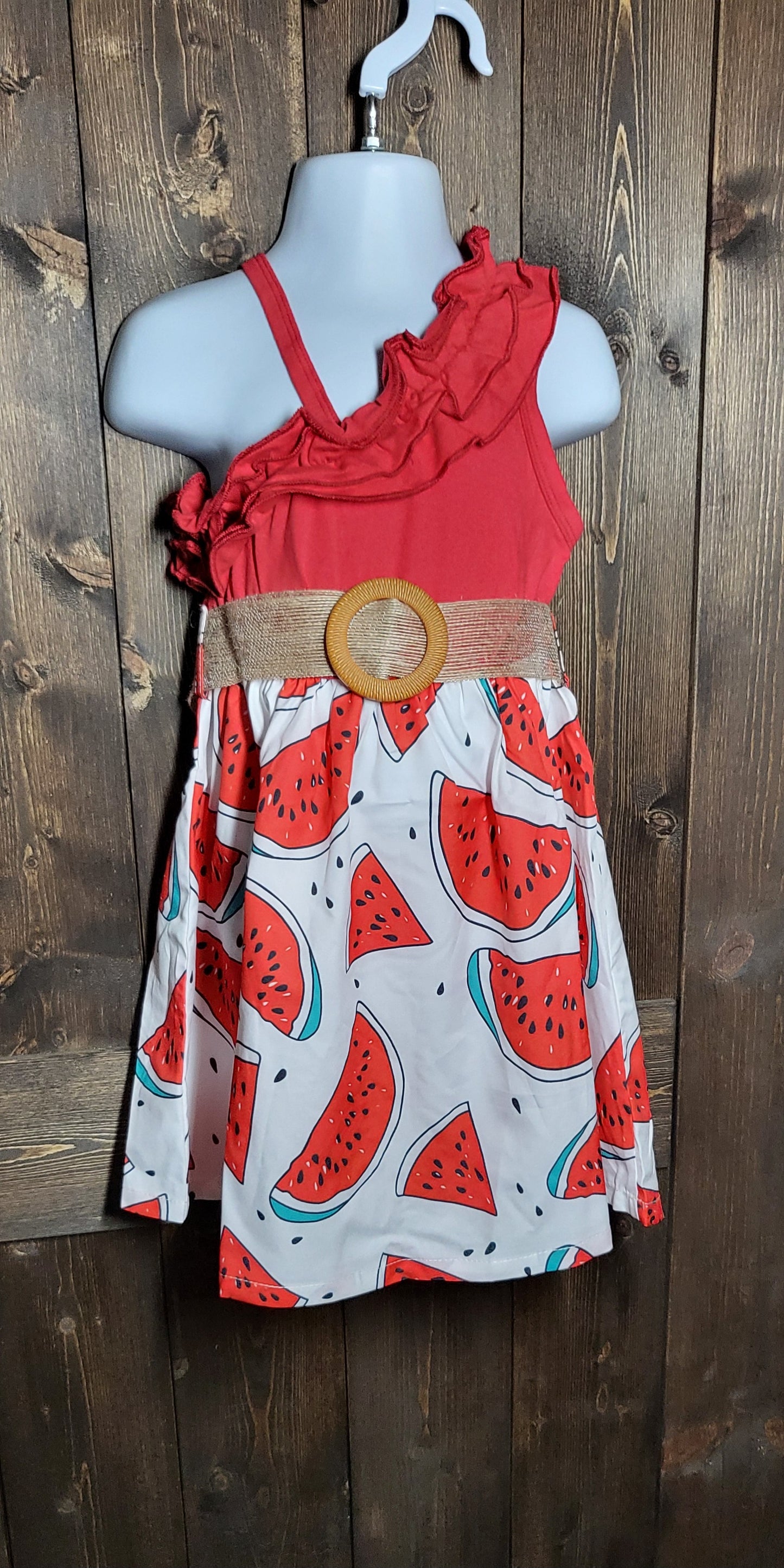 Girls dress in cowprint, sunflower, or watermelon and cropped jean jacket