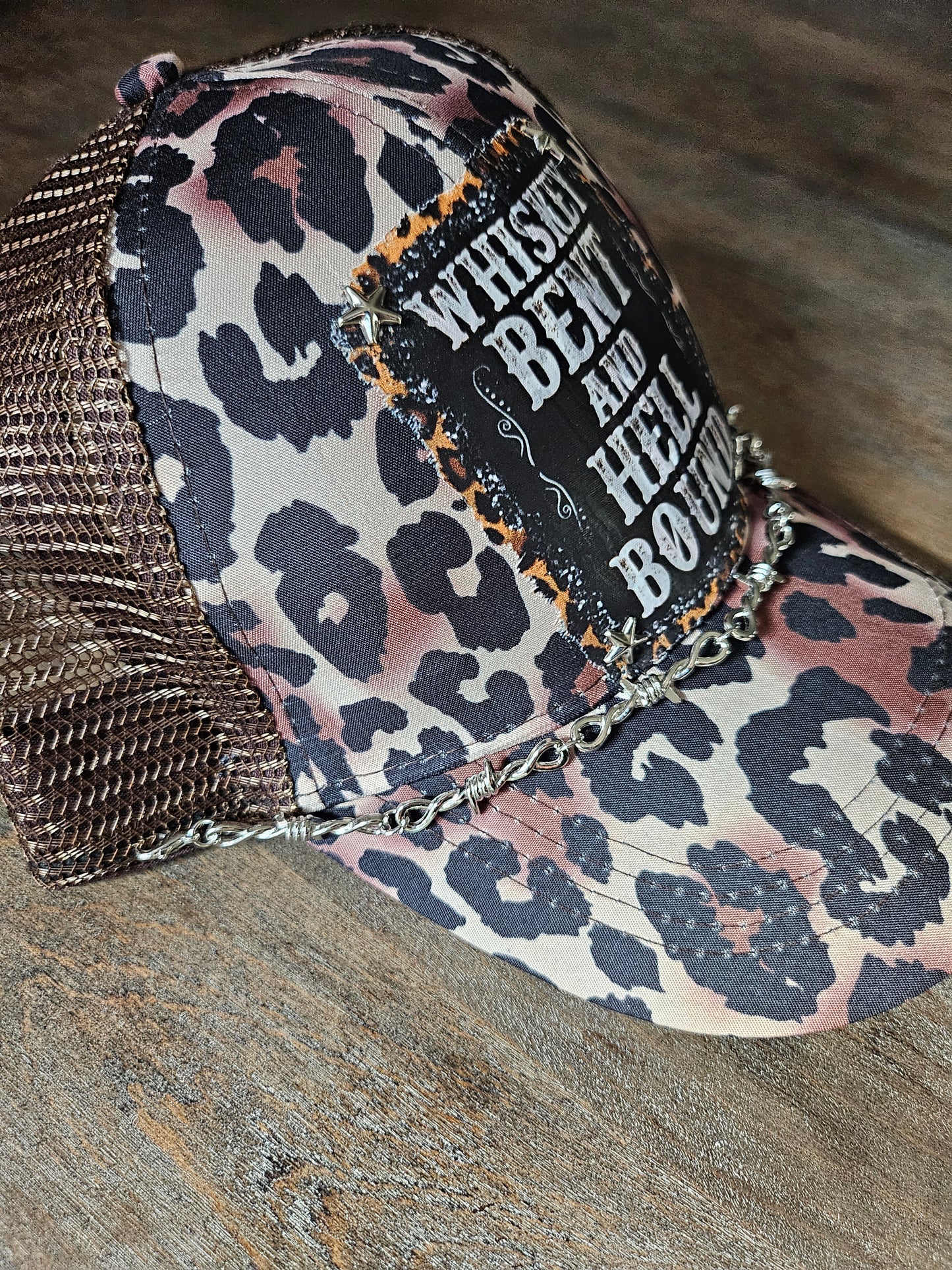 Custom leopard print trucker hat