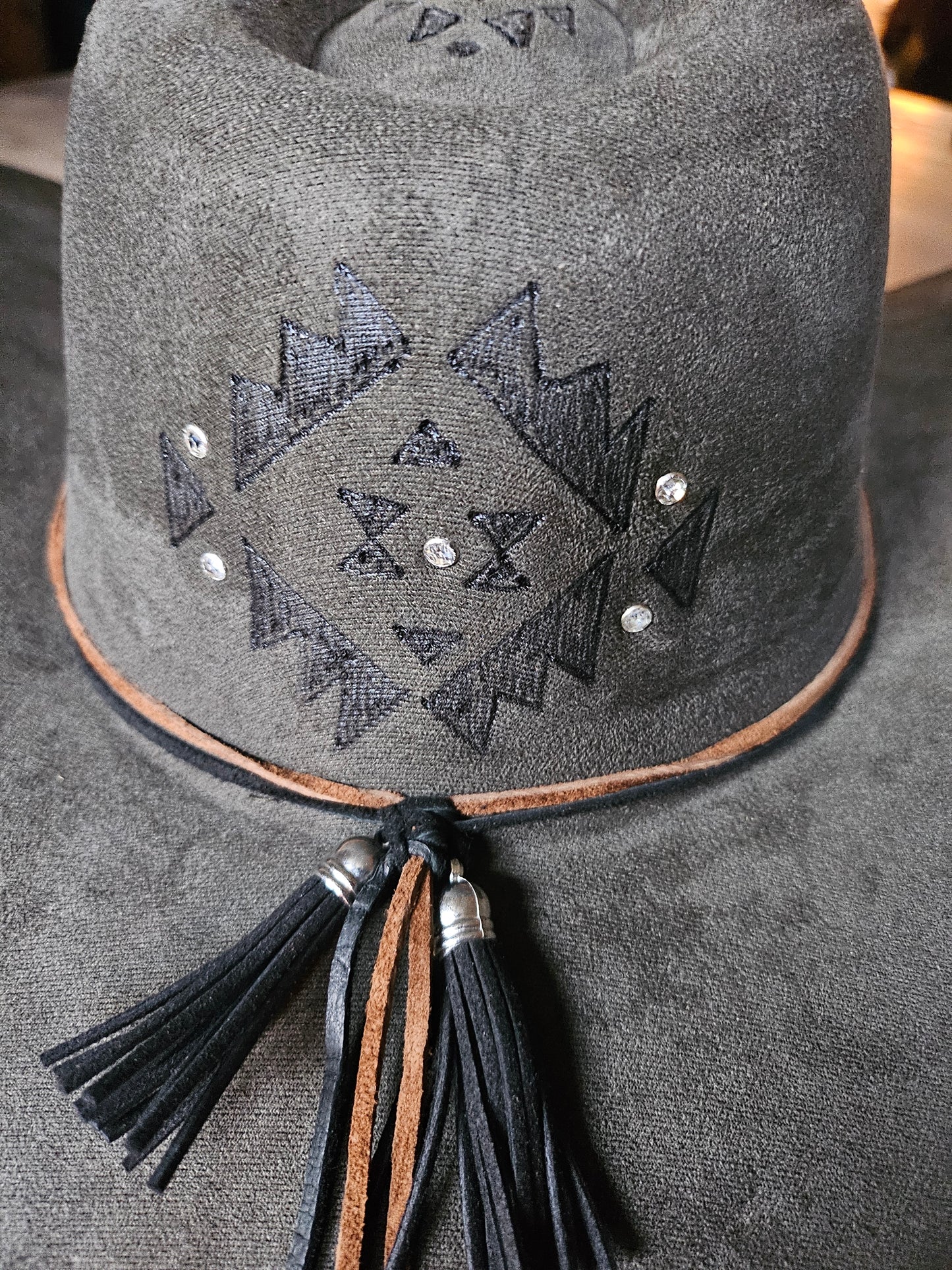 Suede cattleman's cowboy hat custom burned