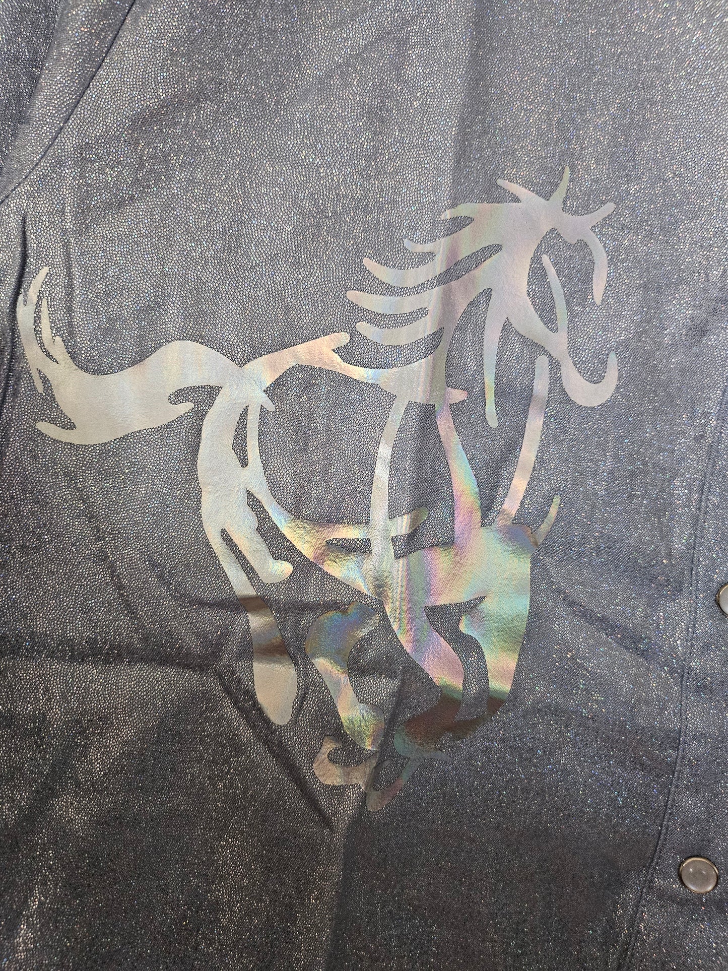 Wild Horses Pearl Snap Gold Foil Button Down Shirt