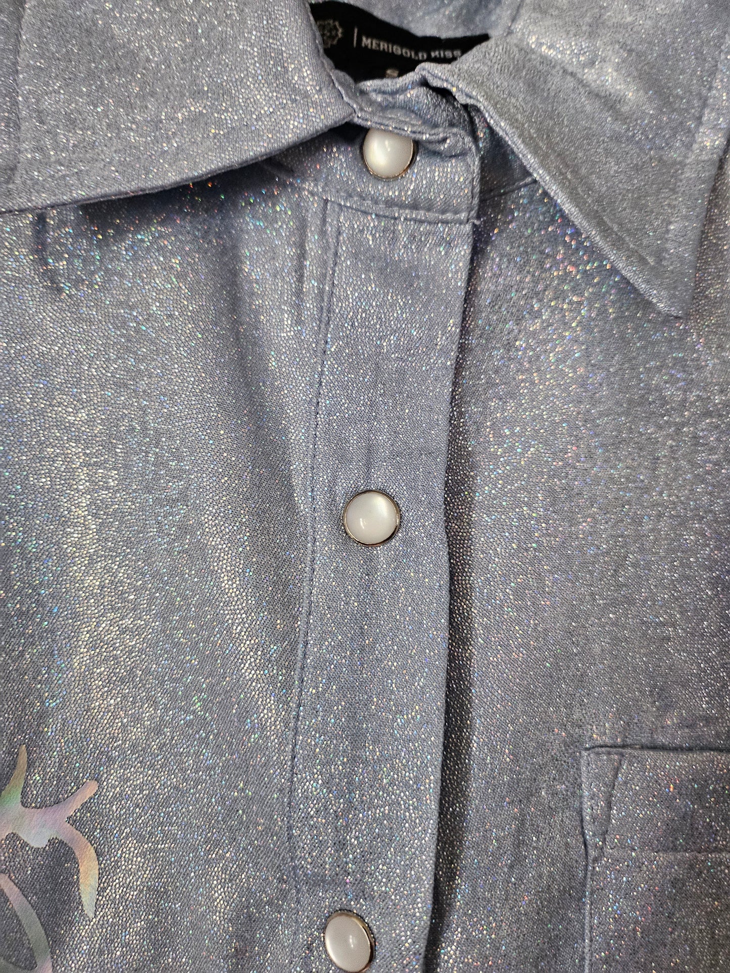 Wild Horses Pearl Snap Gold Foil Button Down Shirt