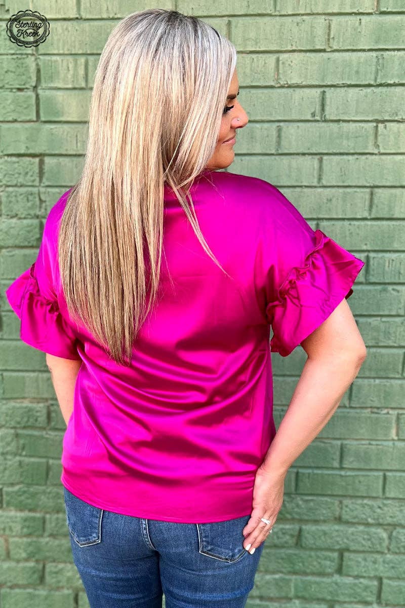 Downtown Darling Satin Top Berry