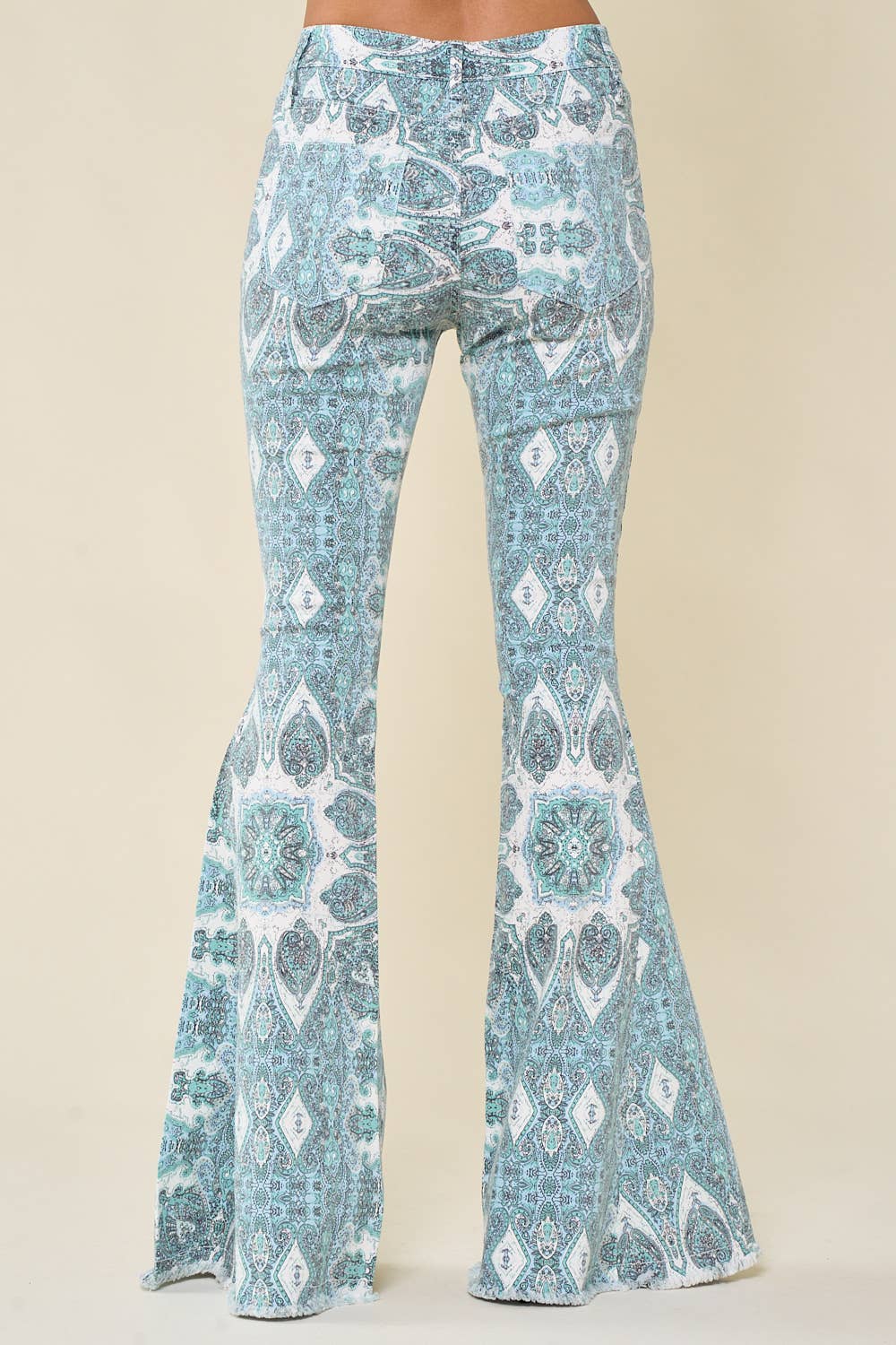 Western Paisley Print Flare Jeans