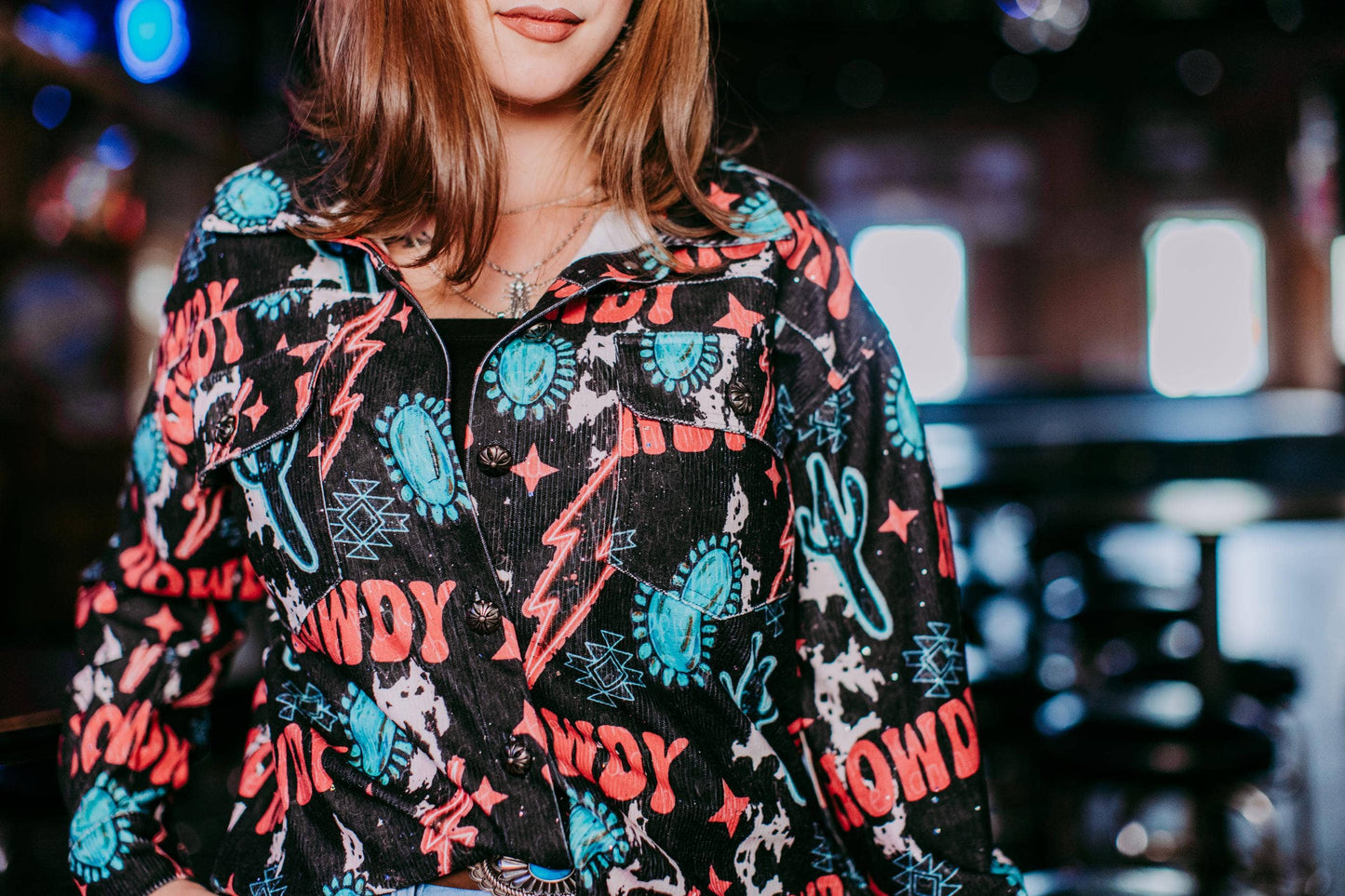 Sparkle Howdy Corduroy Shacket top