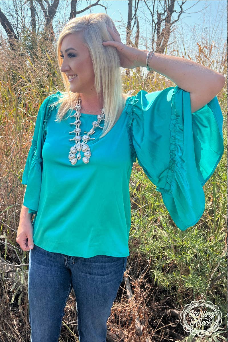 Into the Night Satin Top Teal