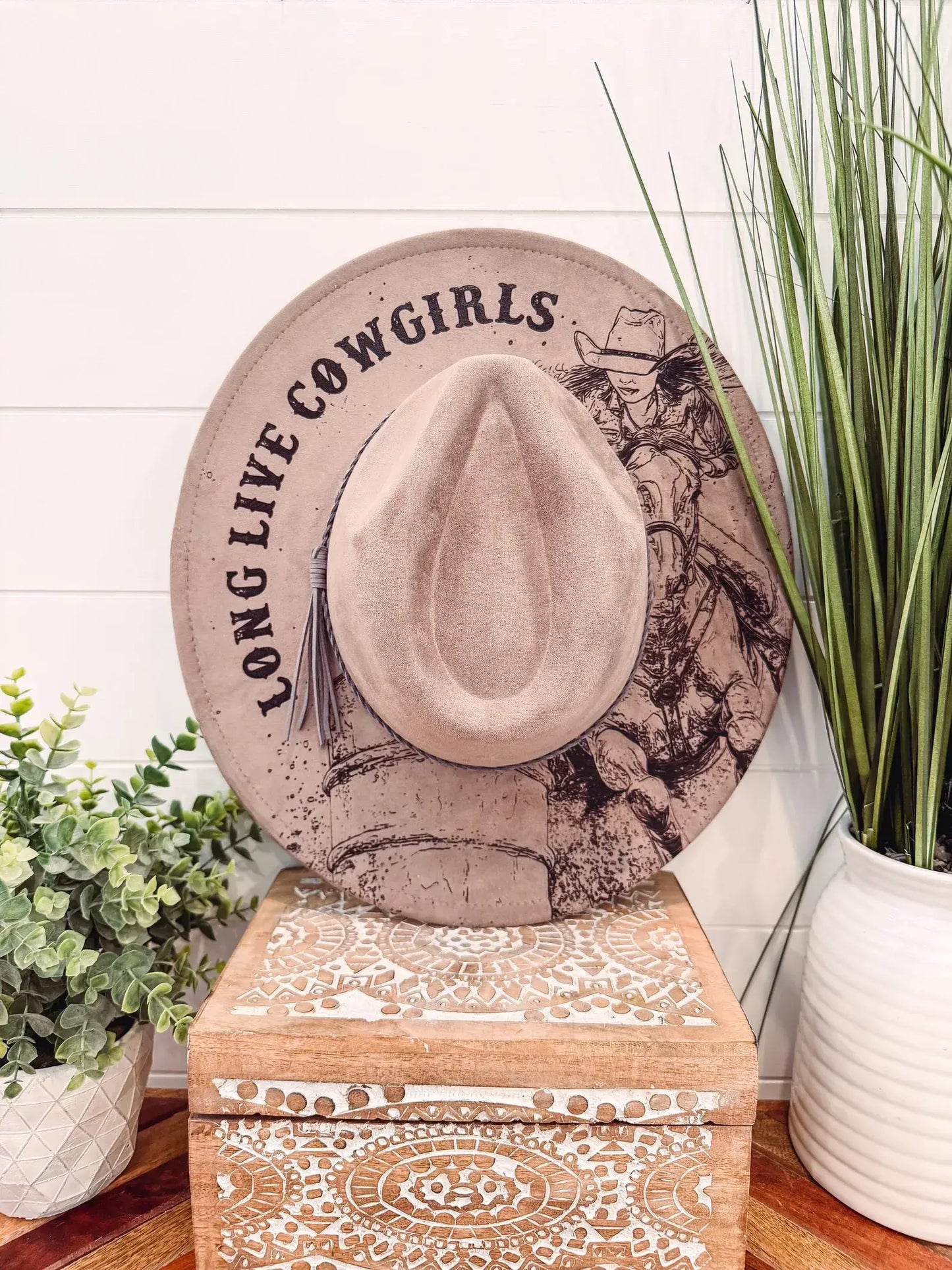 Engraved Barrel Racing Fedora Hat.