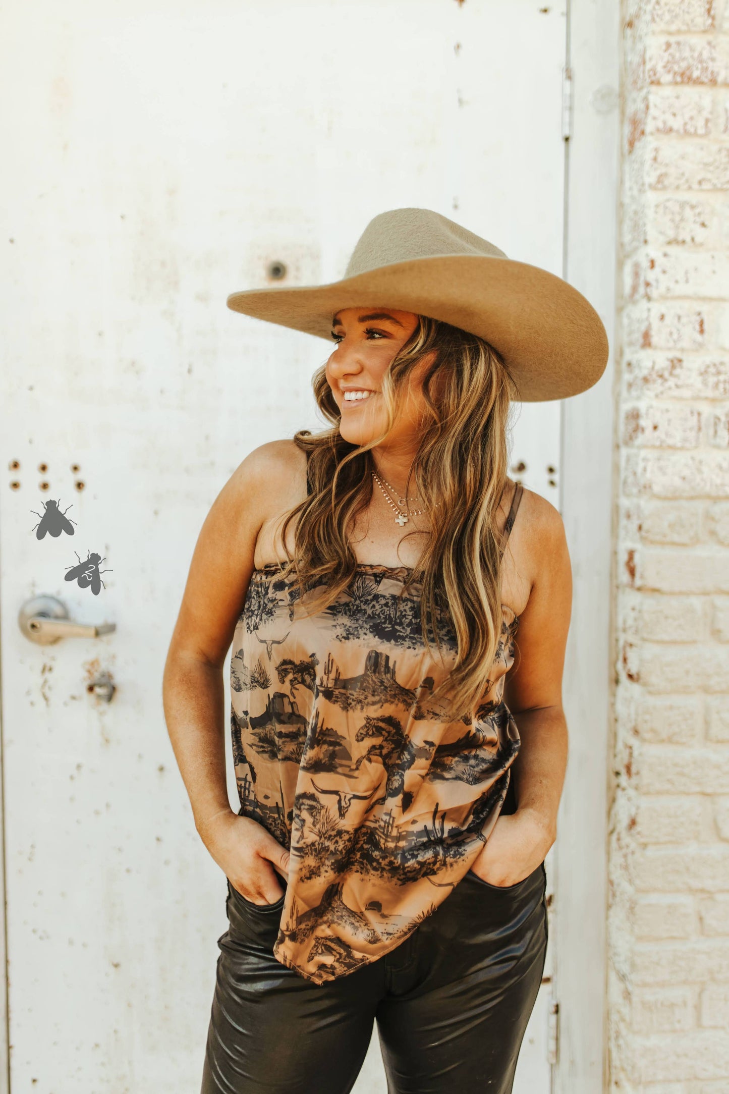 Bandana Bucking Horse Satin Tank Top