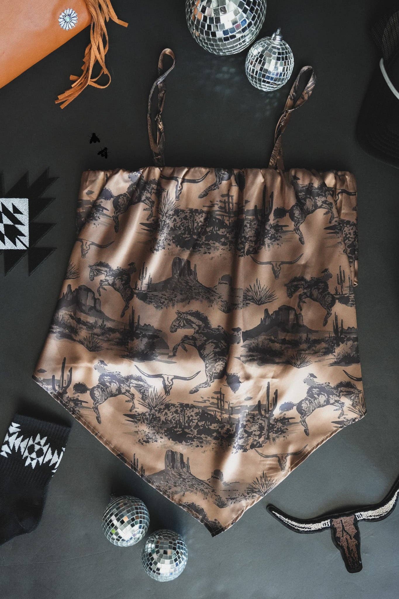 Bandana Bucking Horse Satin Tank Top