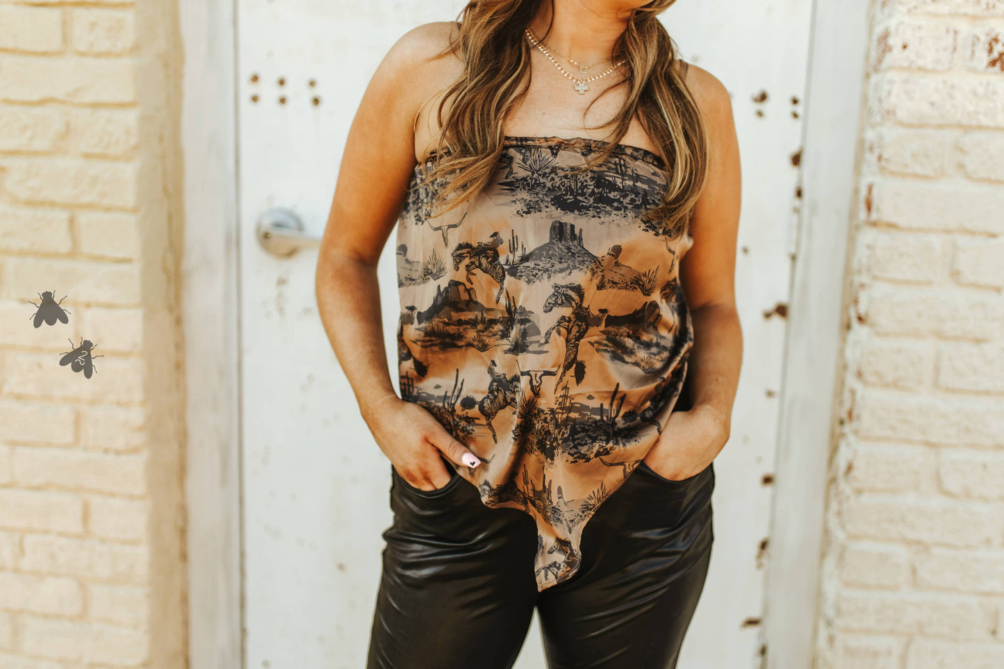 Bandana Bucking Horse Satin Tank Top