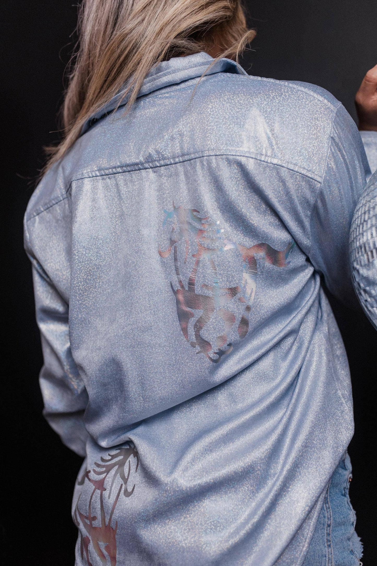 Wild Horses Pearl Snap Gold Foil Button Down Shirt