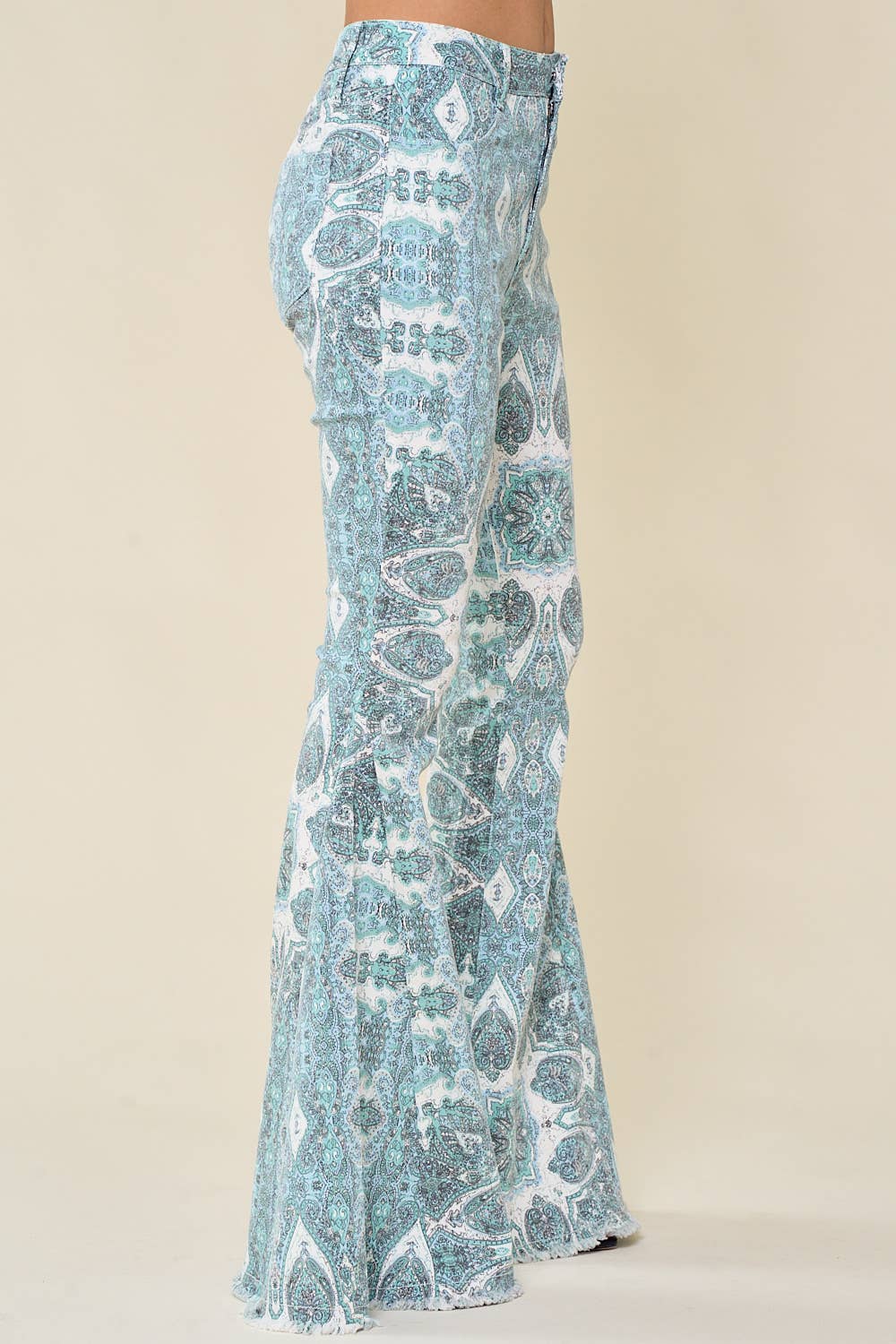 Western Paisley Print Flare Jeans