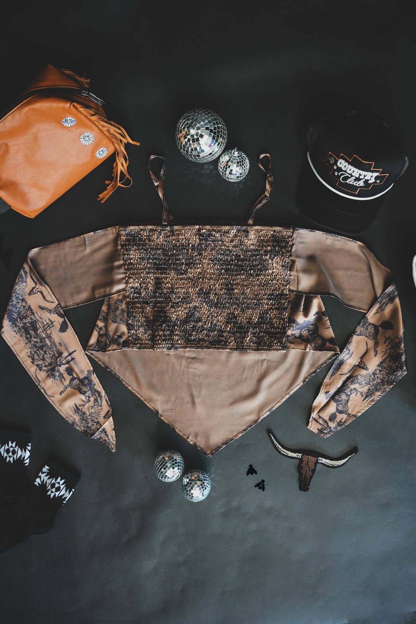 Bandana Bucking Horse Satin Tank Top