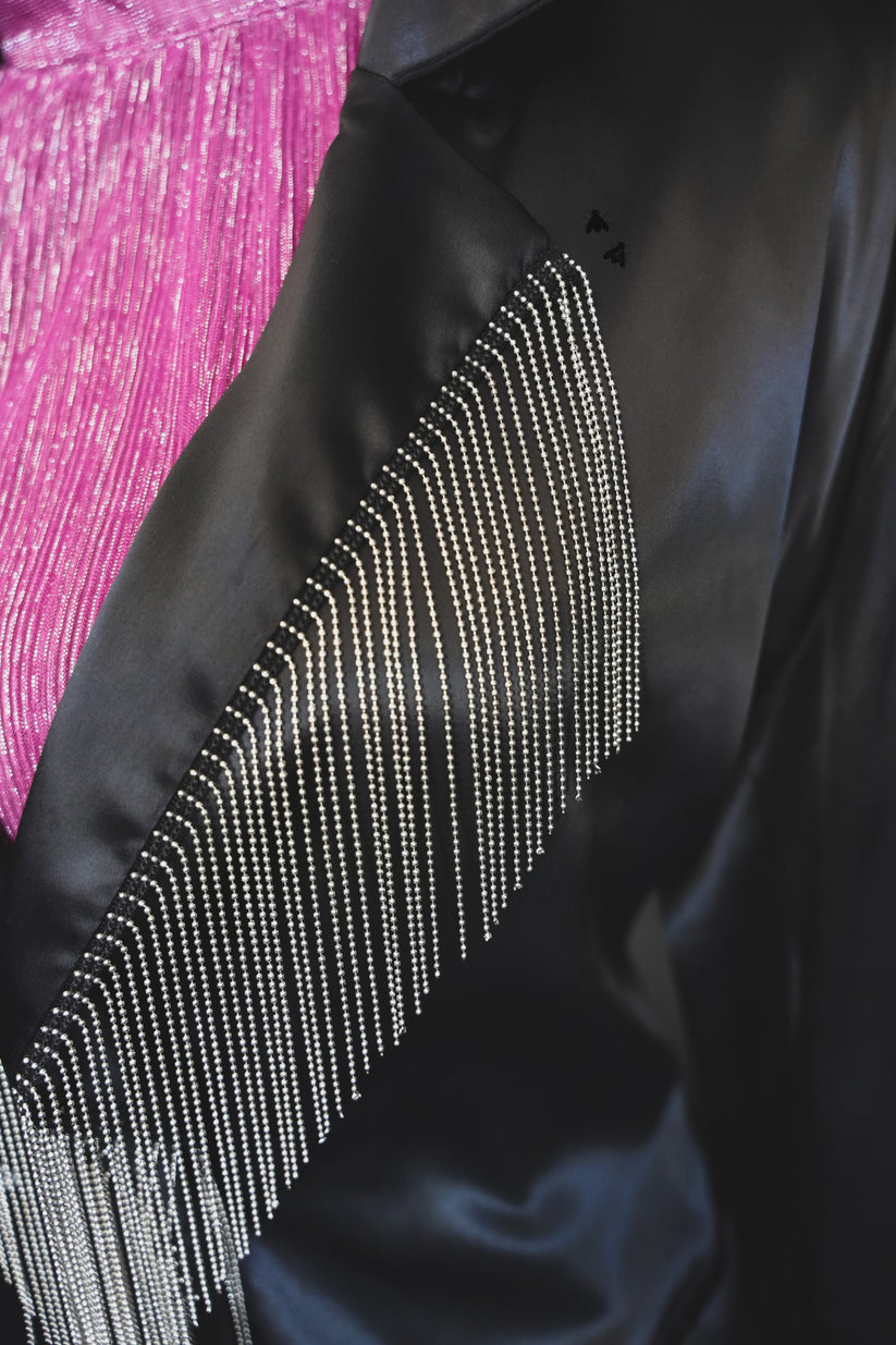 Western Fringe Tuxedo Blazer