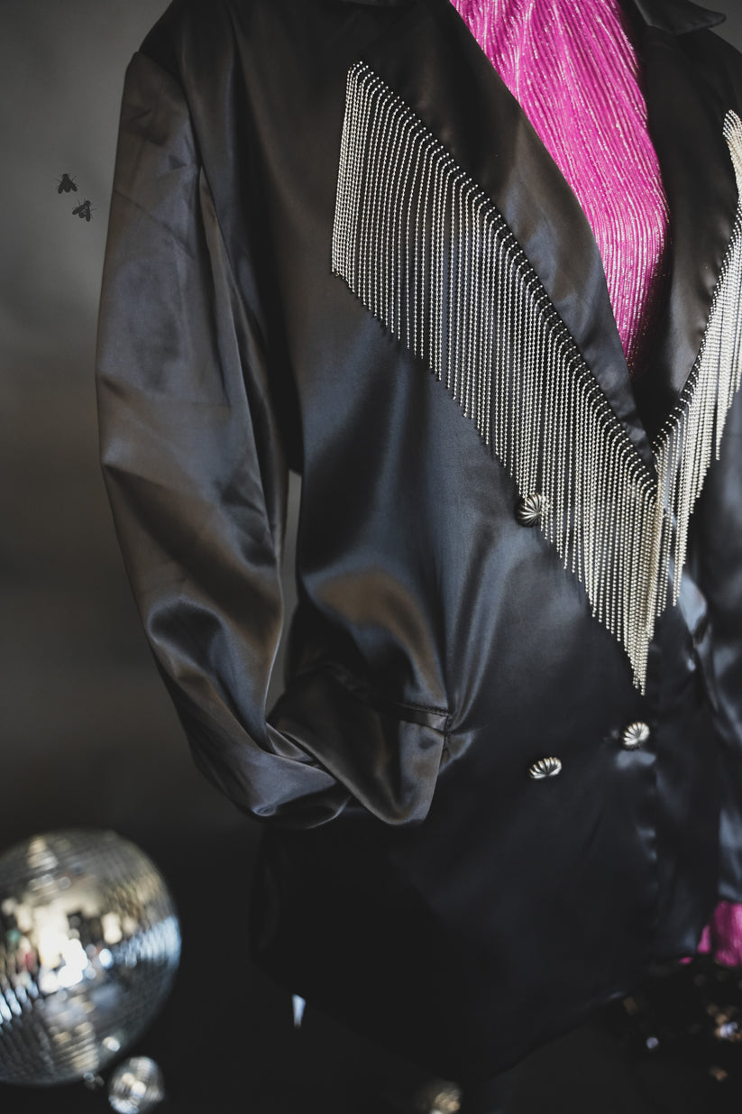Western Fringe Tuxedo Blazer