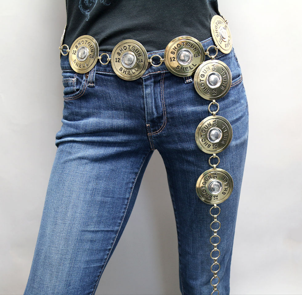Gold and silver Shotgun shell link chain belt