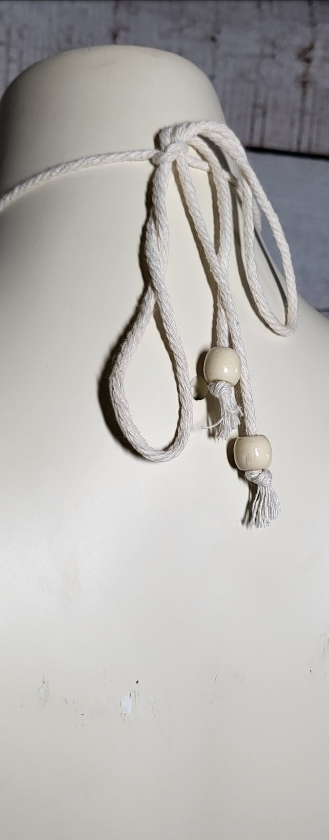 Natural white macramé beach festival dress with matching Barefoot sandals and wooden beads fully adjustable