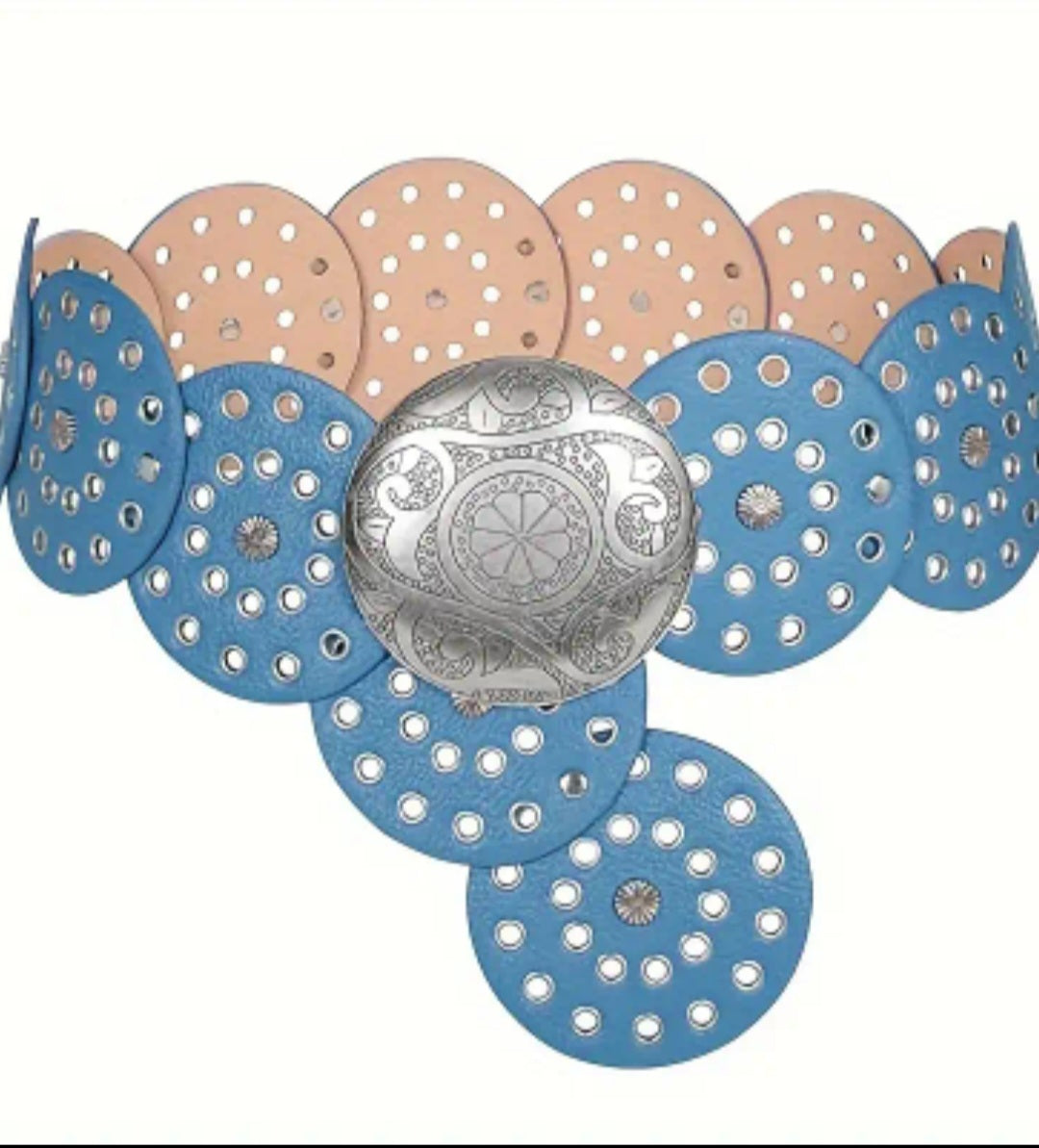 Light blue disc waist belt