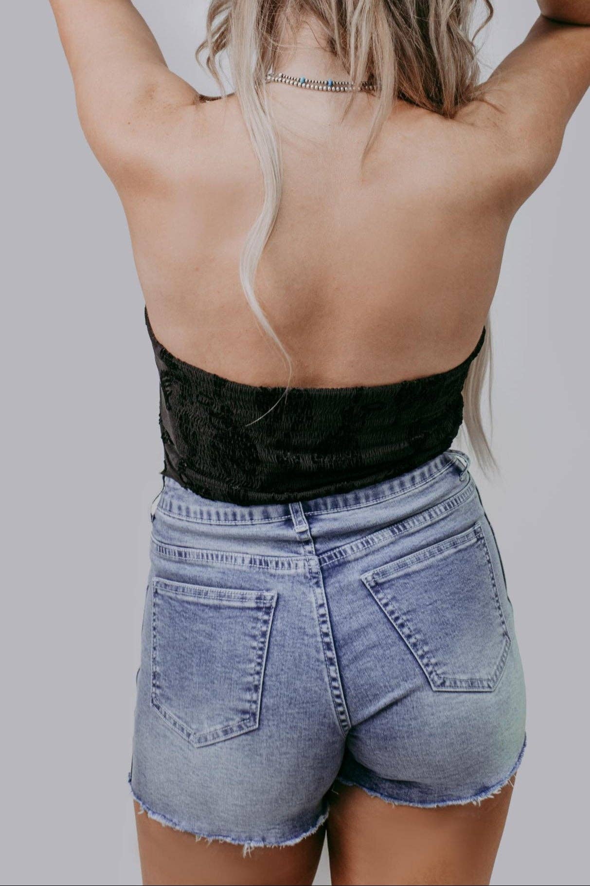 Printed Mesh Tube Top.